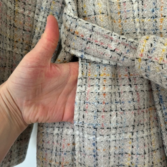 Karl Lagerfeld Cream Plaid Pea Coat - Picture 7 of 16